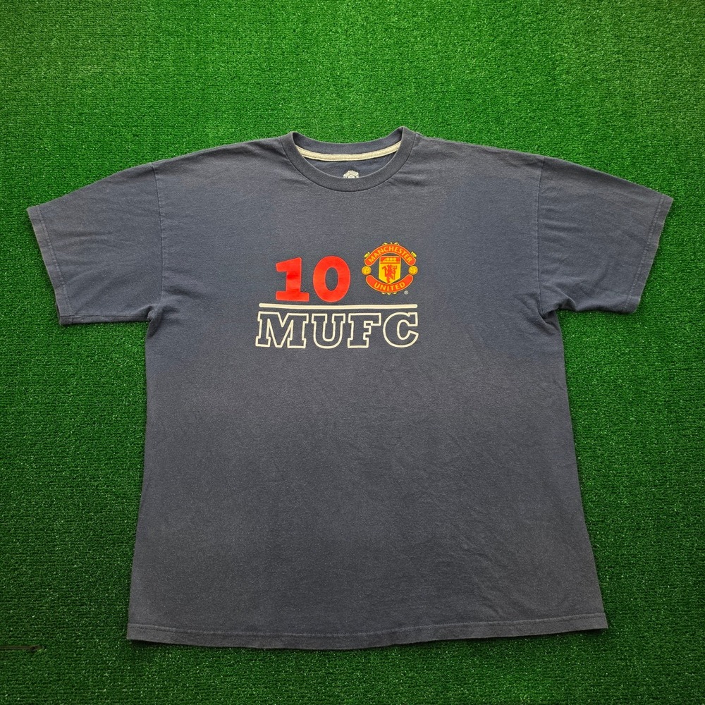 Manchester United 10 MUFC Tshirt Mens XL Blue Graphic Soccer Football Tee